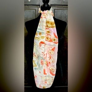 Vintage pink/brown flower patches scarf